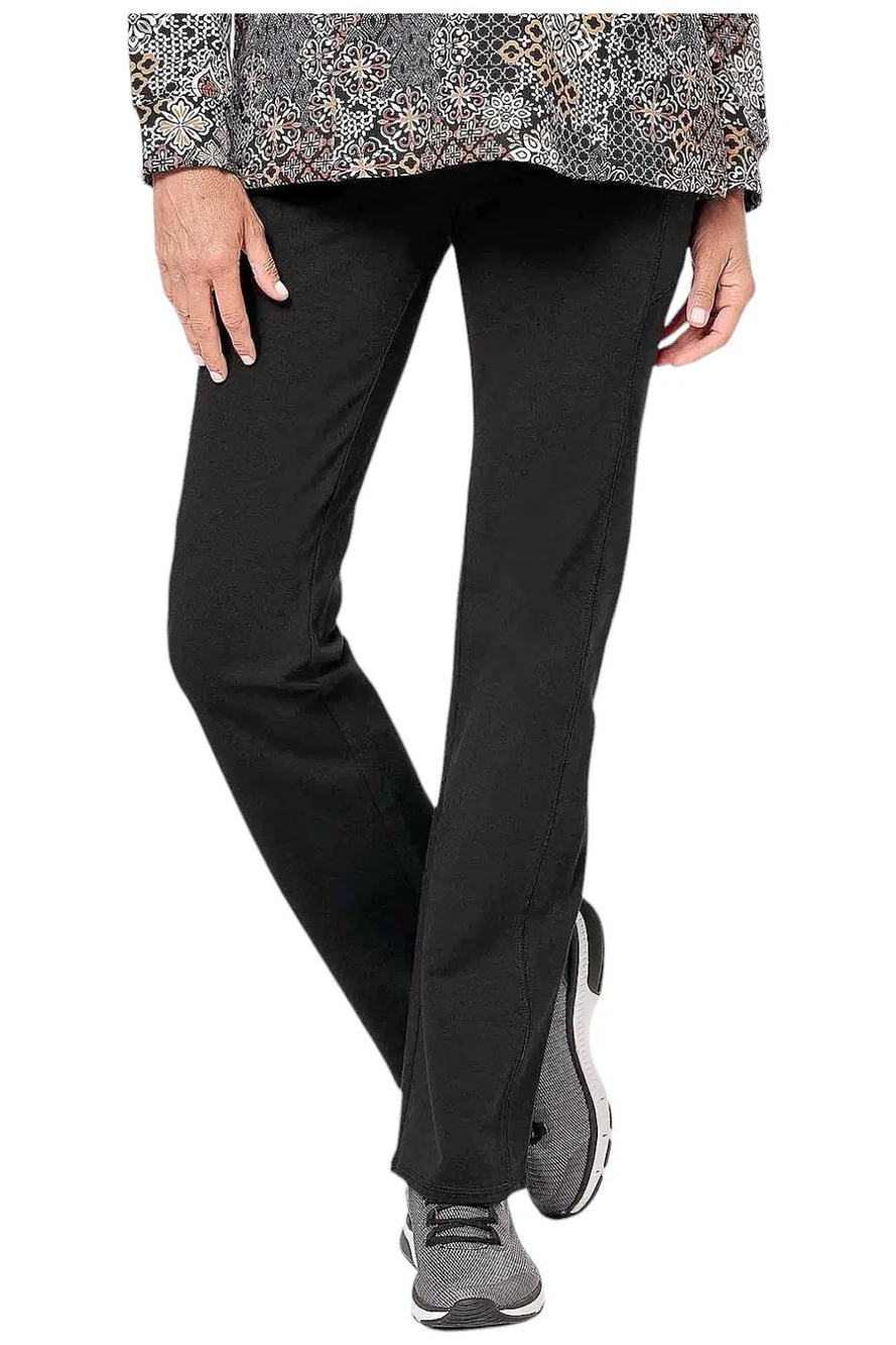 Denim & Co. Active Duo Stretch Lightly Flat Seam Boot Pants Black - Regular